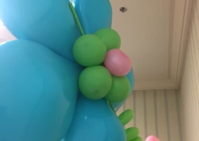 Colorful balloon flower decoration indoors.