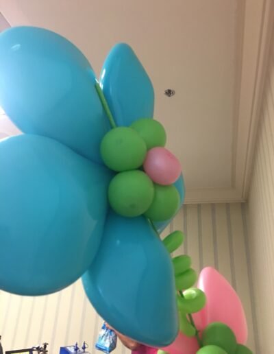 Colorful balloon flower decoration indoors.