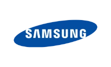Samsung logo on black background.