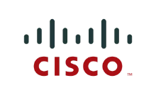 Cisco logo on black background.