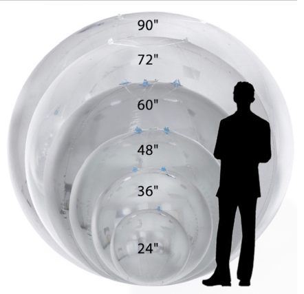 Size comparison of inflatable bubble tents.