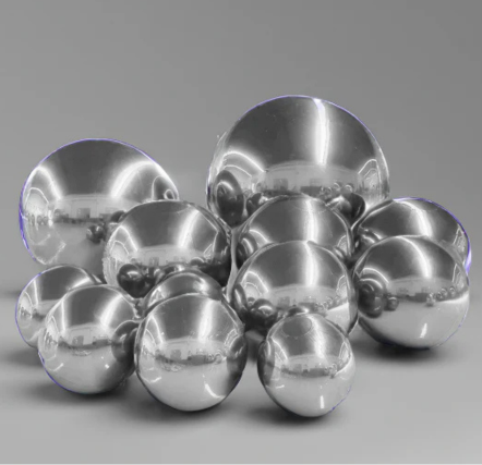 Cluster of reflective metallic spheres.