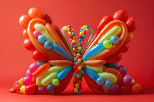 Elegant celebration balloons, Las Vegas décor with a stylish table of sweets and fruits, creating a luxurious and inviting party atmosphere