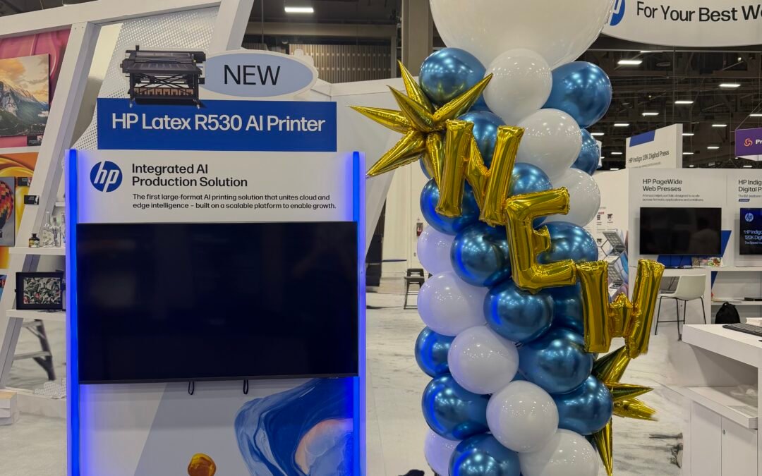 Balloon Column Showcasing HP NEW Ai Printer